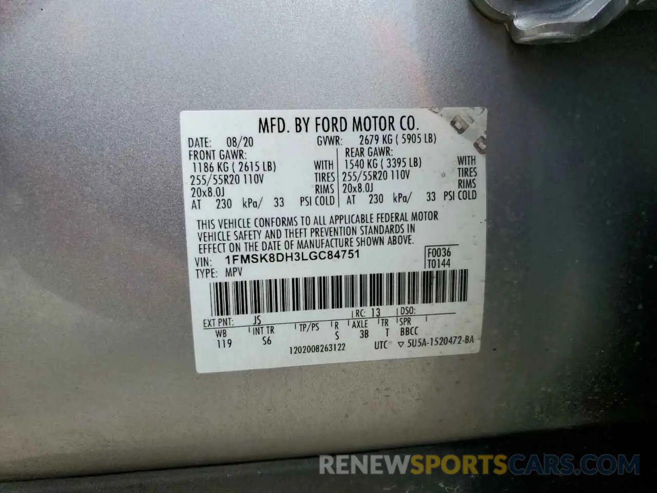 14 Photograph of a damaged car 1FMSK8DH3LGC84751 FORD EXPLORER 2020