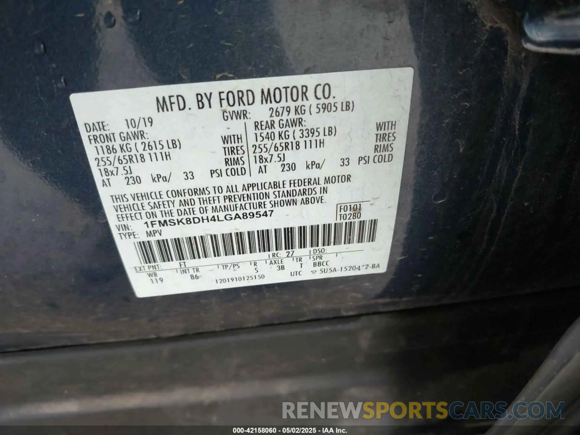 9 Photograph of a damaged car 1FMSK8DH4LGA89547 FORD EXPLORER 2020
