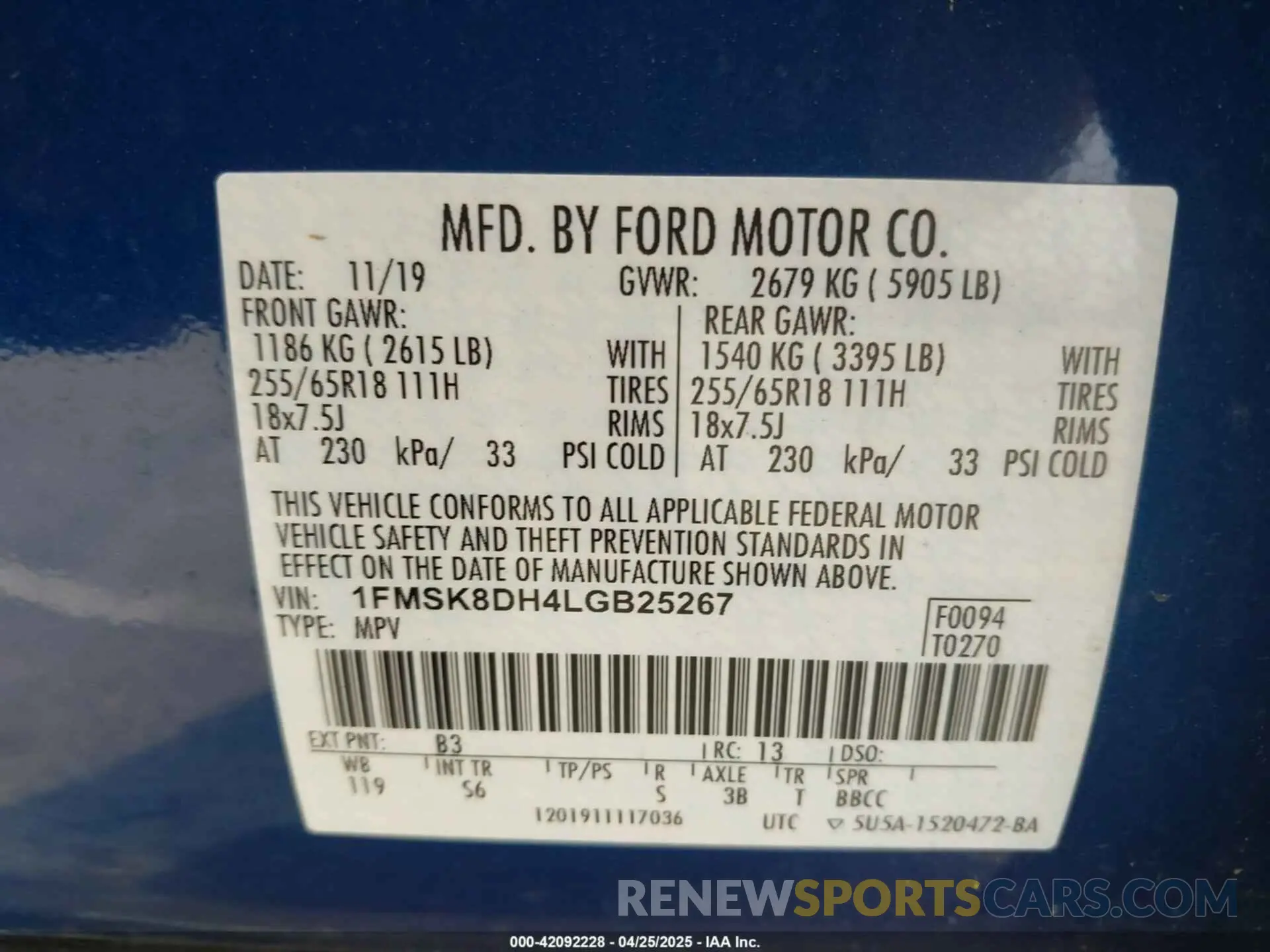 9 Photograph of a damaged car 1FMSK8DH4LGB25267 FORD EXPLORER 2020