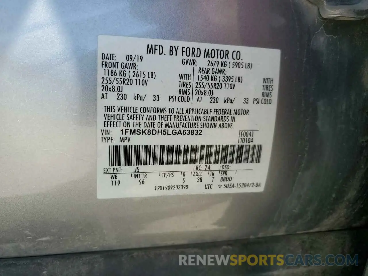 13 Photograph of a damaged car 1FMSK8DH5LGA63832 FORD EXPLORER 2020