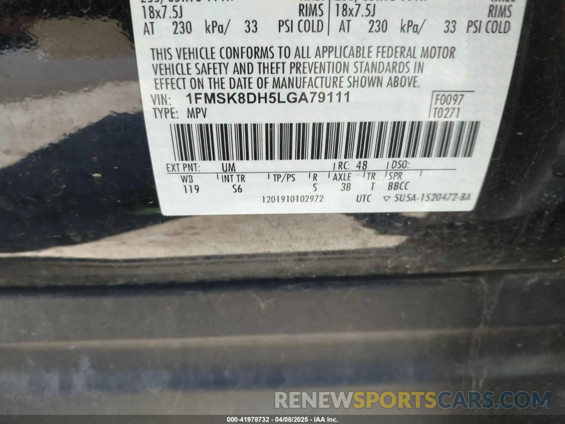9 Photograph of a damaged car 1FMSK8DH5LGA79111 FORD EXPLORER 2020