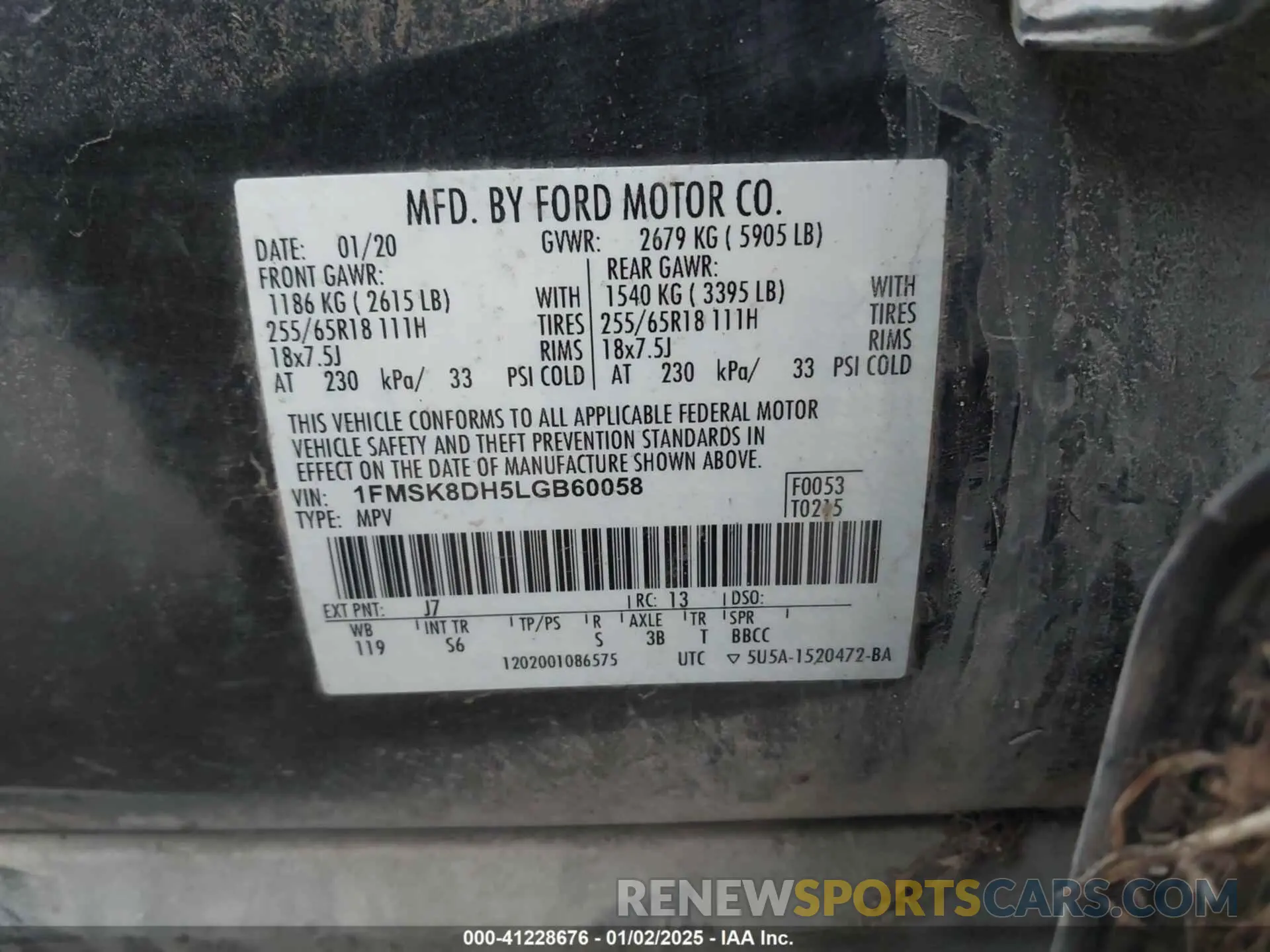 9 Photograph of a damaged car 1FMSK8DH5LGB60058 FORD EXPLORER 2020