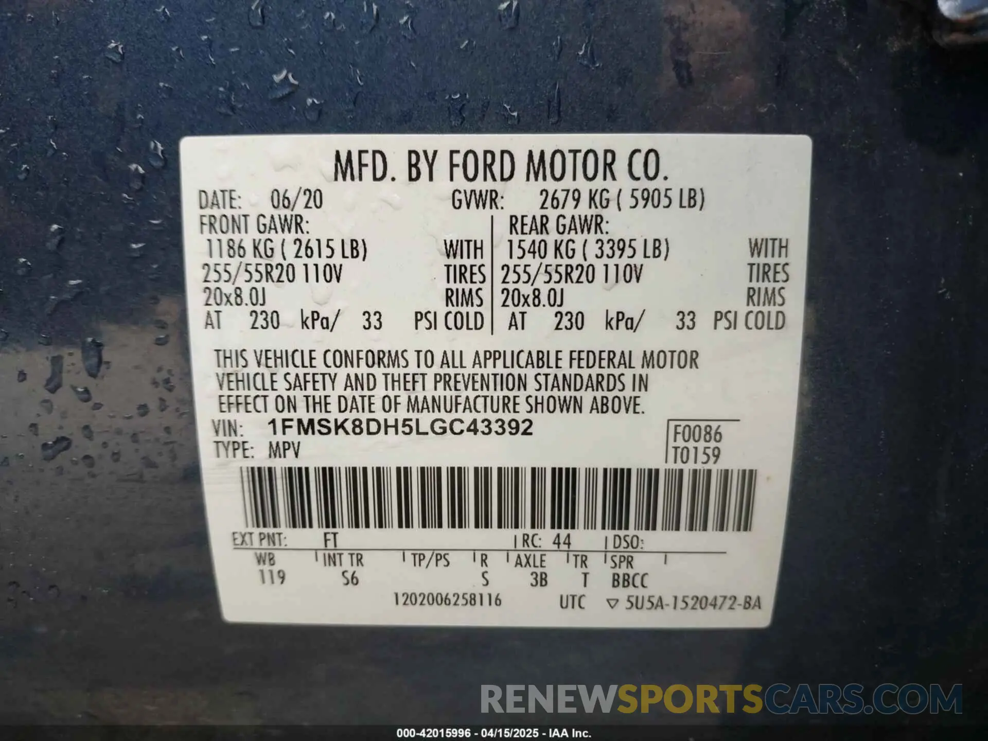 9 Photograph of a damaged car 1FMSK8DH5LGC43392 FORD EXPLORER 2020