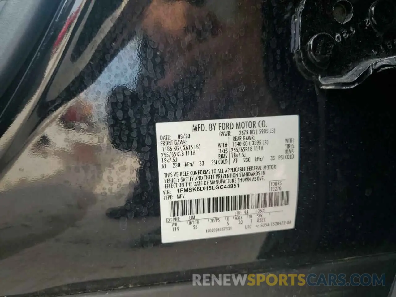 13 Photograph of a damaged car 1FMSK8DH5LGC44851 FORD EXPLORER 2020