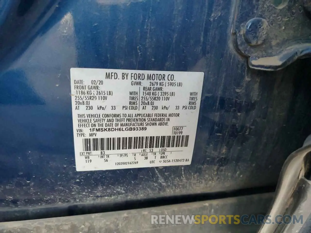 12 Photograph of a damaged car 1FMSK8DH6LGB93389 FORD EXPLORER 2020