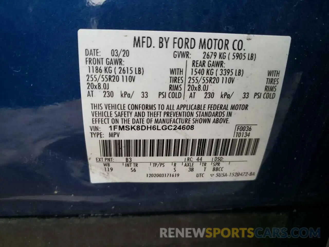 15 Photograph of a damaged car 1FMSK8DH6LGC24608 FORD EXPLORER 2020