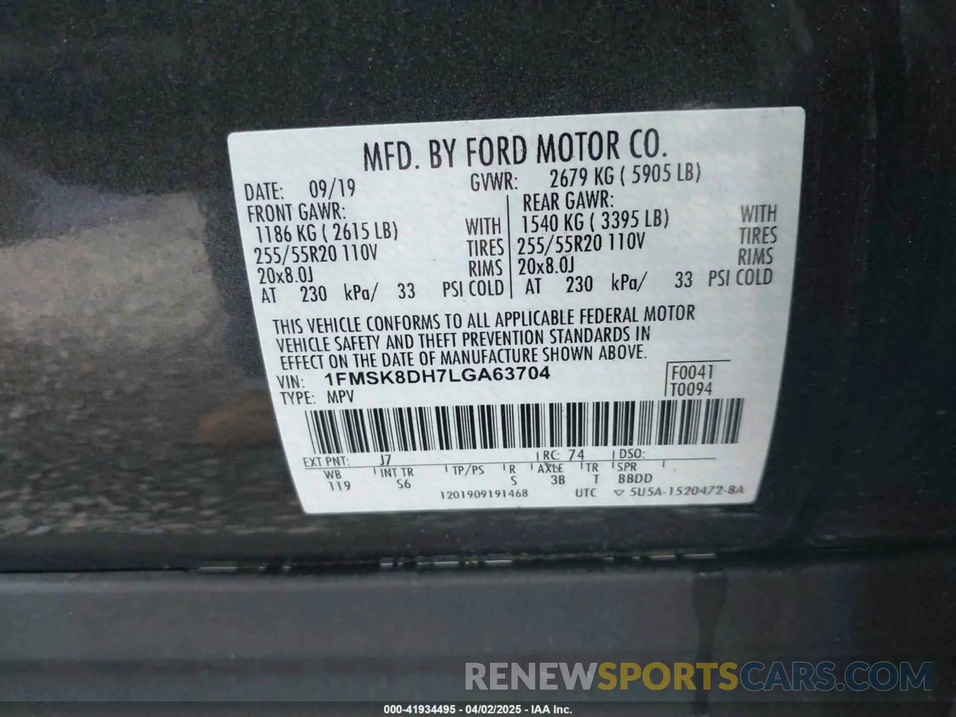 9 Photograph of a damaged car 1FMSK8DH7LGA63704 FORD EXPLORER 2020