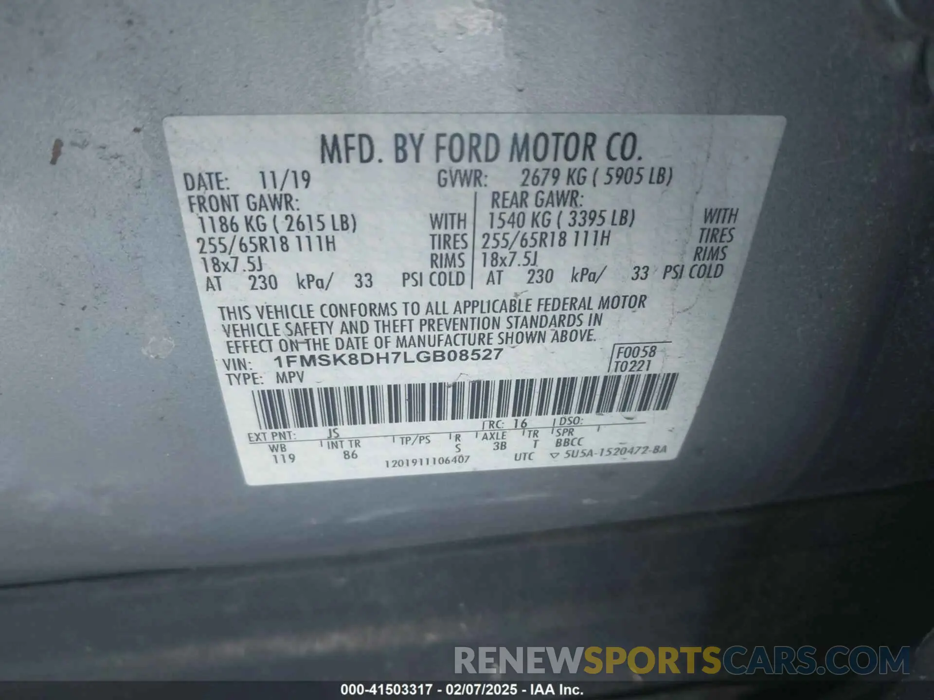 9 Photograph of a damaged car 1FMSK8DH7LGB08527 FORD EXPLORER 2020
