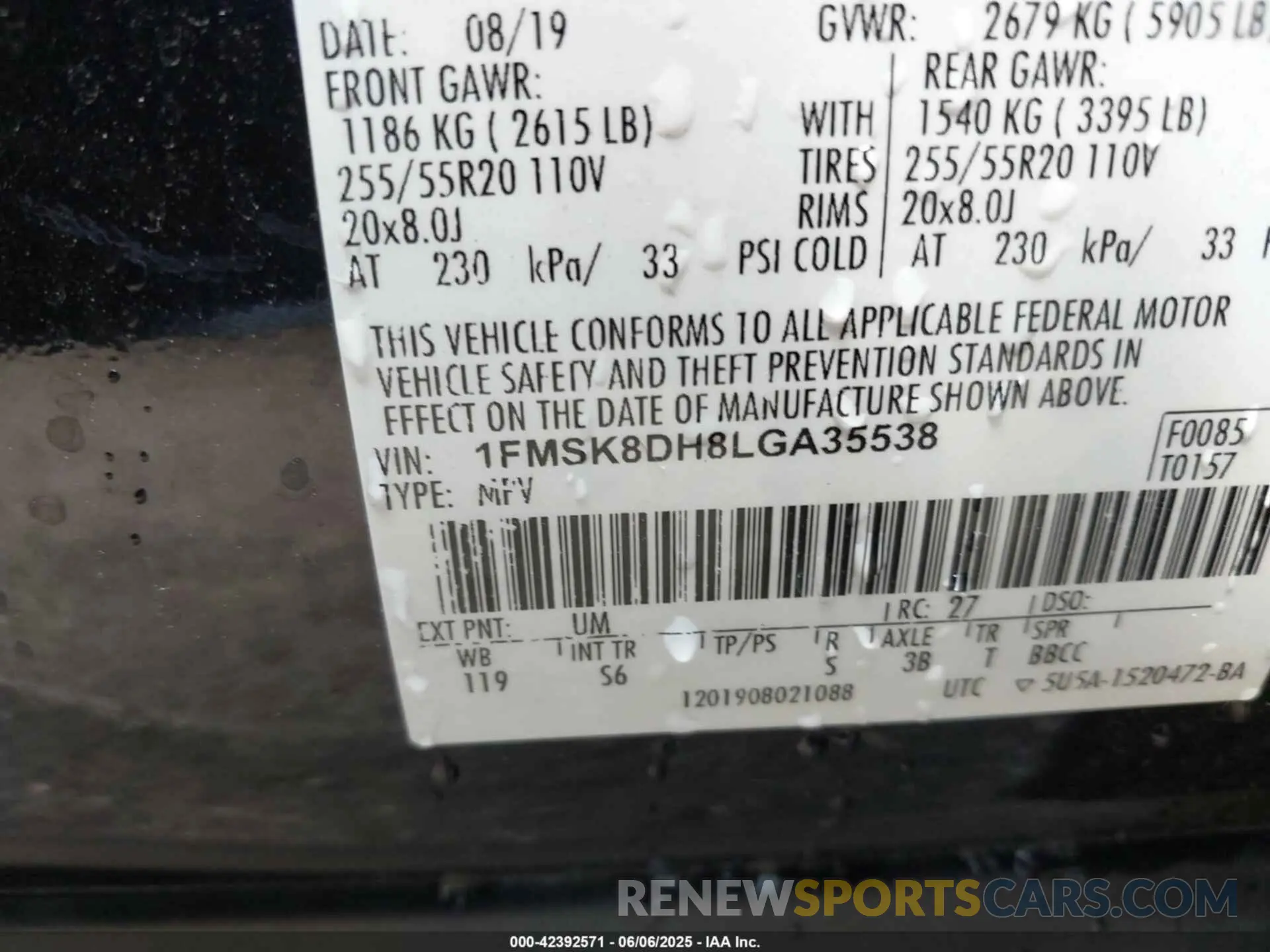 9 Photograph of a damaged car 1FMSK8DH8LGA35538 FORD EXPLORER 2020