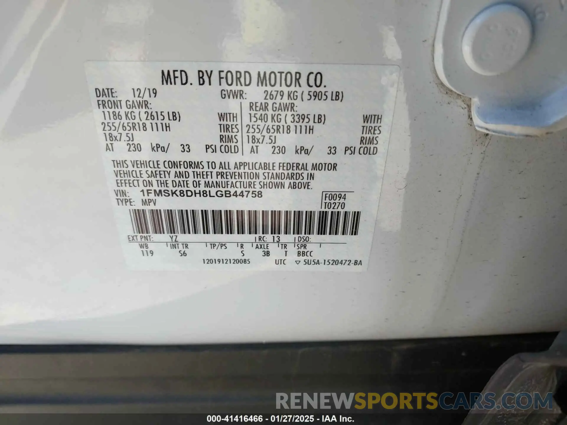 9 Photograph of a damaged car 1FMSK8DH8LGB44758 FORD EXPLORER 2020