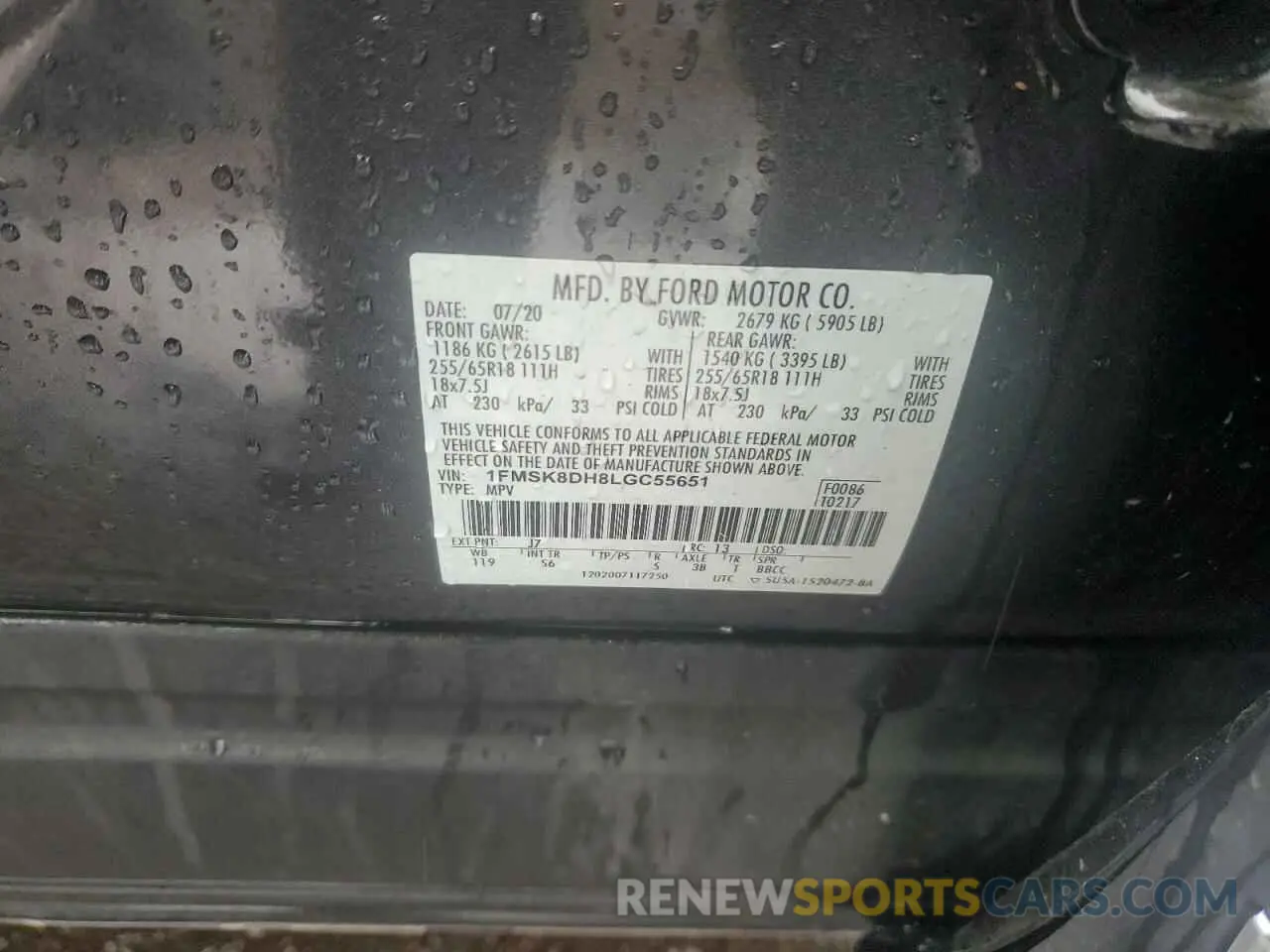 13 Photograph of a damaged car 1FMSK8DH8LGC55651 FORD EXPLORER 2020