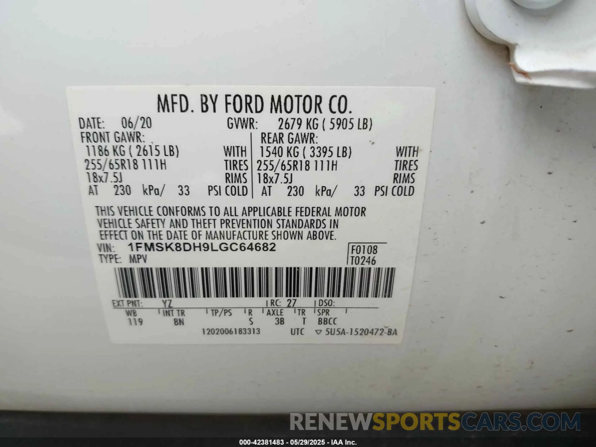 9 Photograph of a damaged car 1FMSK8DH9LGC64682 FORD EXPLORER 2020