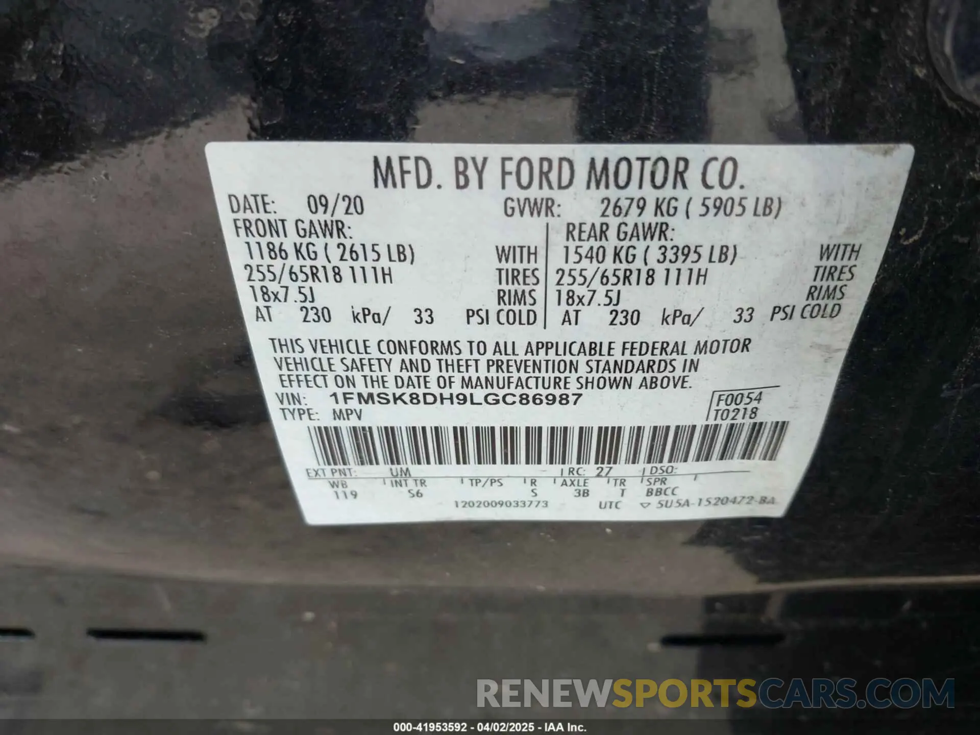 9 Photograph of a damaged car 1FMSK8DH9LGC86987 FORD EXPLORER 2020