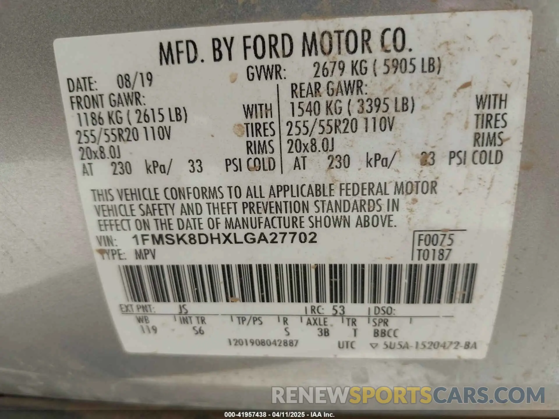 9 Photograph of a damaged car 1FMSK8DHXLGA27702 FORD EXPLORER 2020