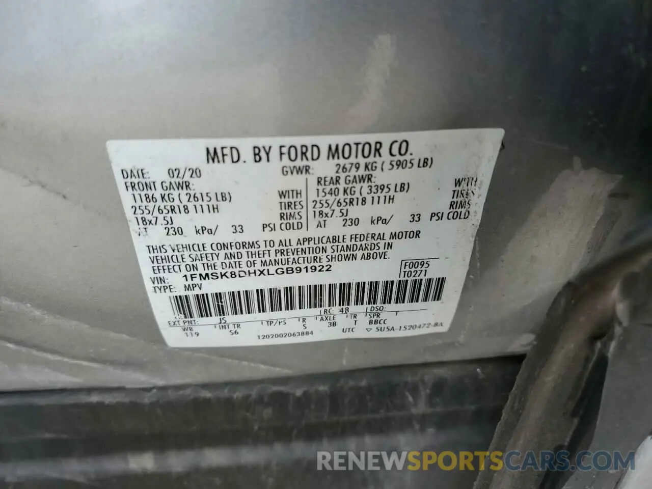 15 Photograph of a damaged car 1FMSK8DHXLGB91922 FORD EXPLORER 2020