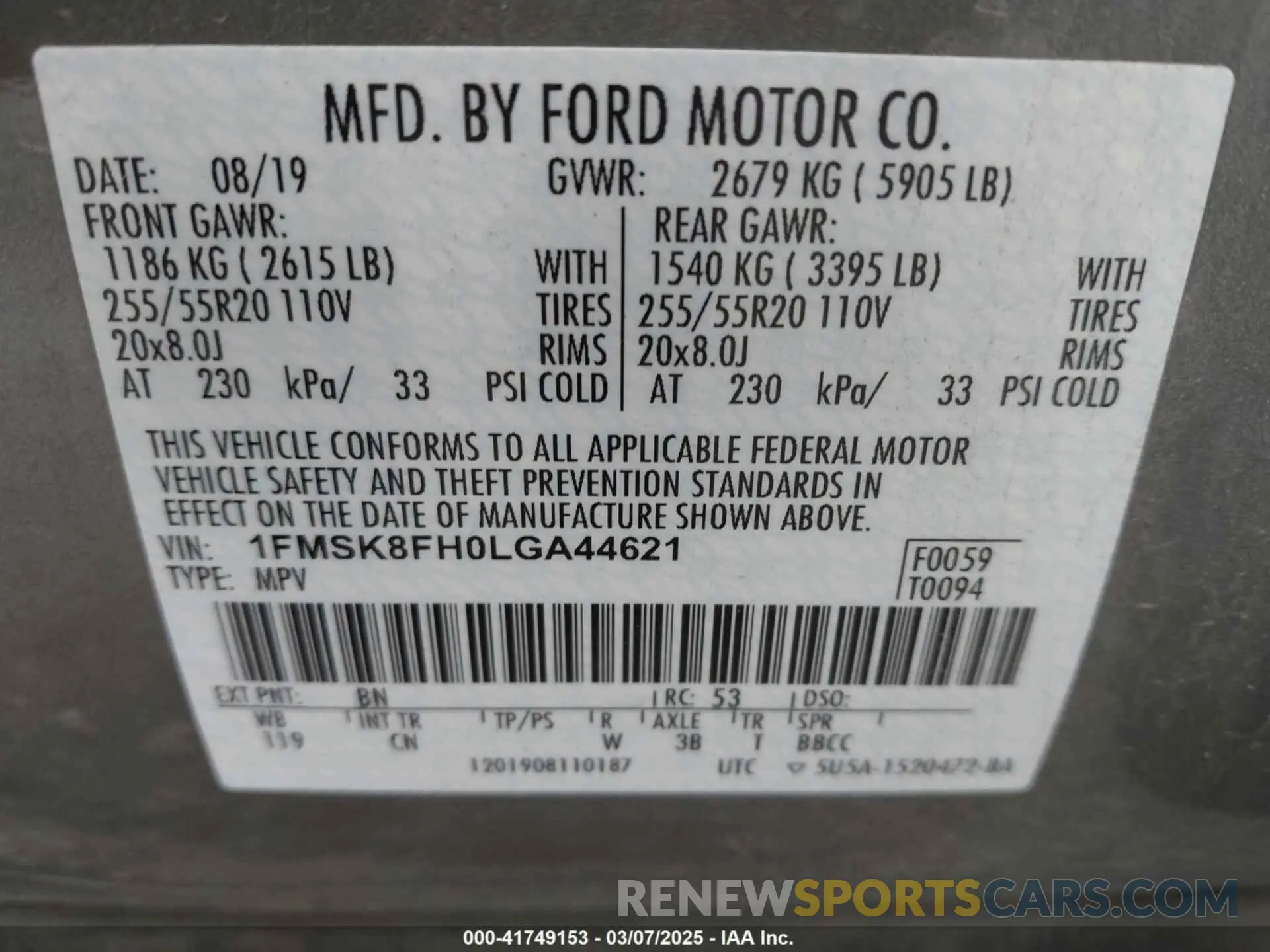 9 Photograph of a damaged car 1FMSK8FH0LGA44621 FORD EXPLORER 2020