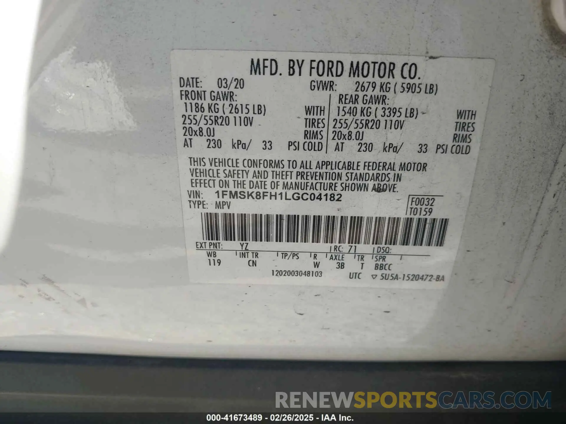 9 Photograph of a damaged car 1FMSK8FH1LGC04182 FORD EXPLORER 2020