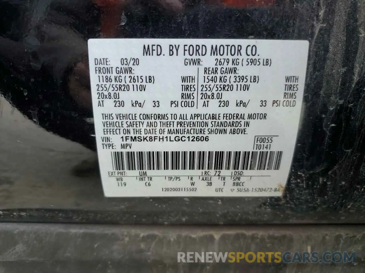 15 Photograph of a damaged car 1FMSK8FH1LGC12606 FORD EXPLORER 2020