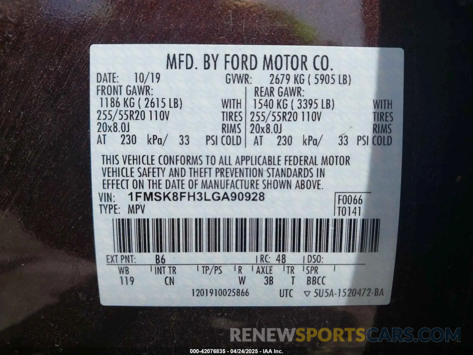 9 Photograph of a damaged car 1FMSK8FH3LGA90928 FORD EXPLORER 2020