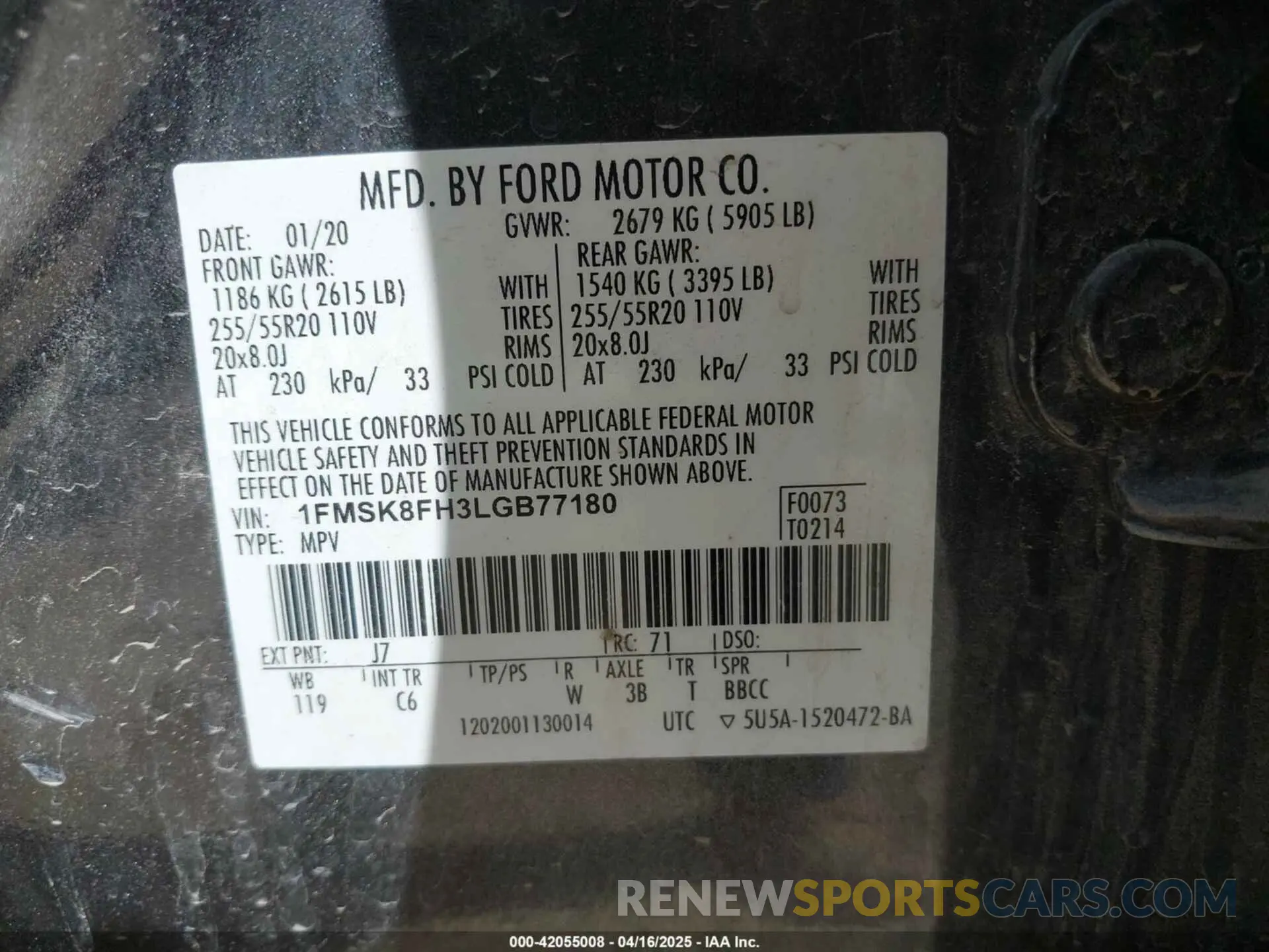 9 Photograph of a damaged car 1FMSK8FH3LGB77180 FORD EXPLORER 2020