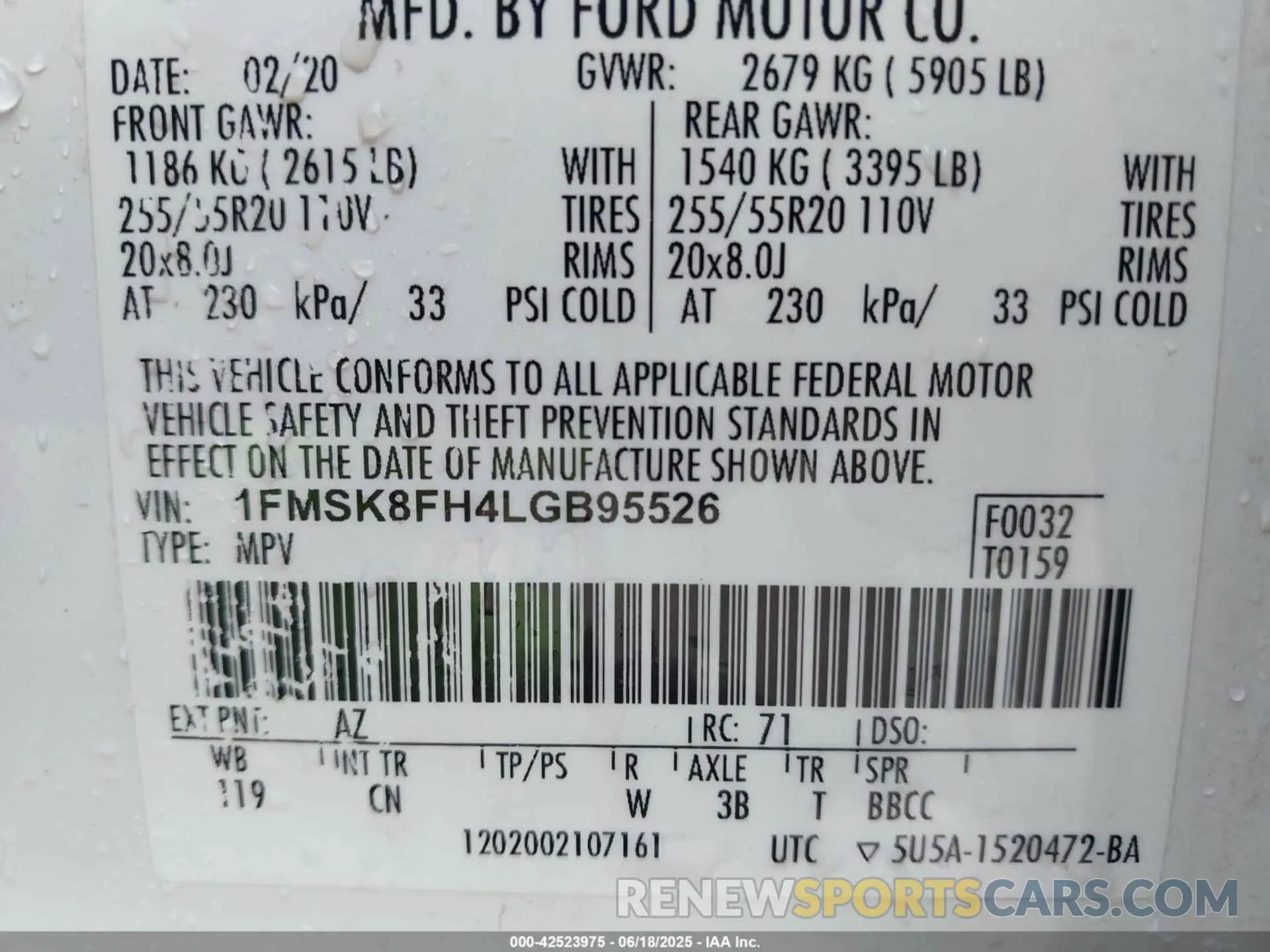 9 Photograph of a damaged car 1FMSK8FH4LGB95526 FORD EXPLORER 2020