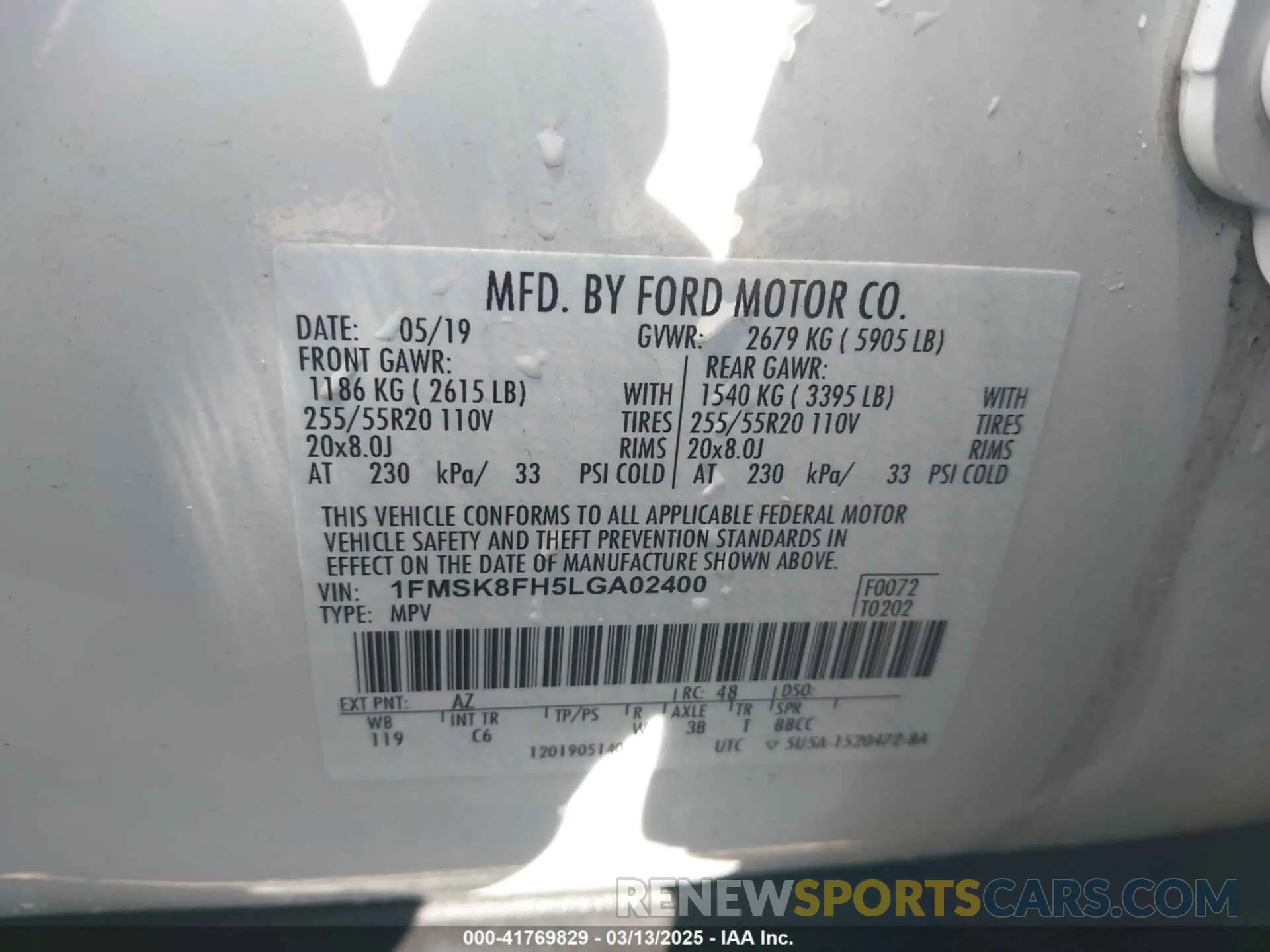 9 Photograph of a damaged car 1FMSK8FH5LGA02400 FORD EXPLORER 2020