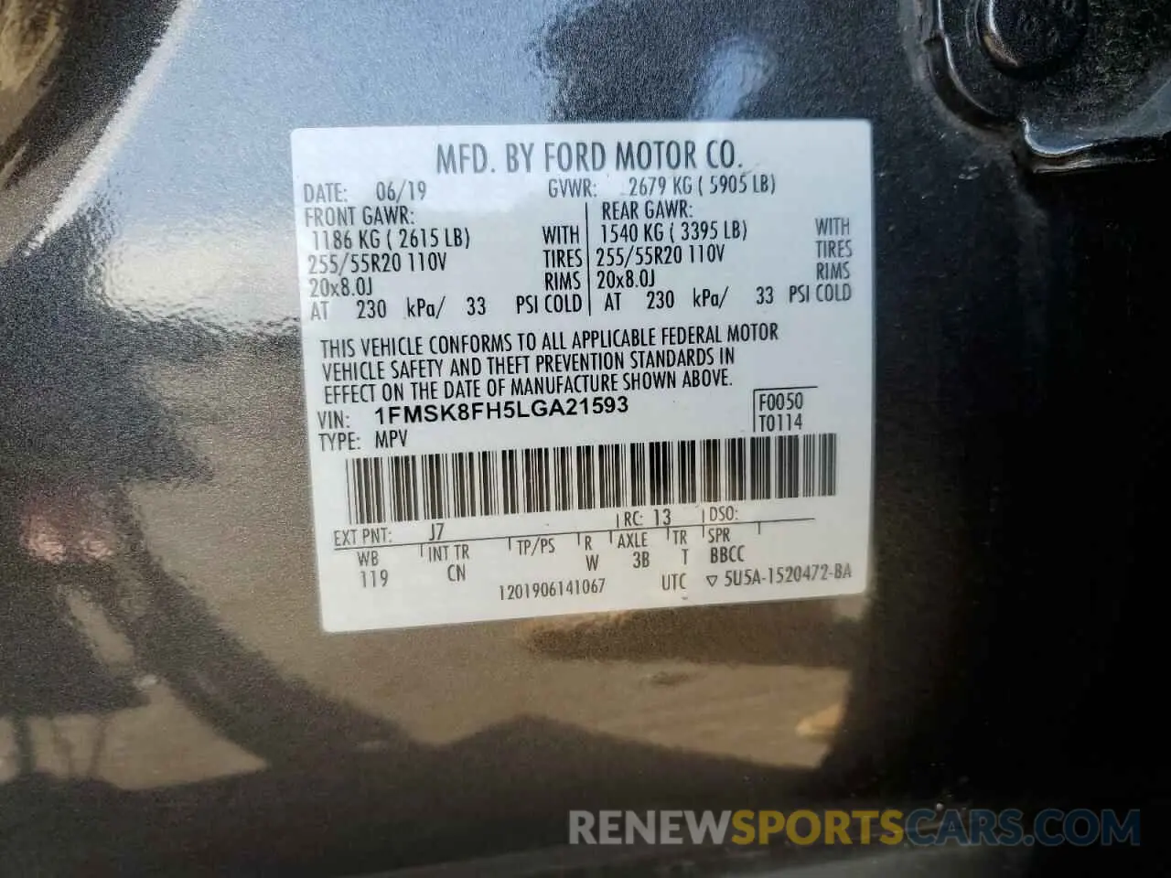 12 Photograph of a damaged car 1FMSK8FH5LGA21593 FORD EXPLORER 2020