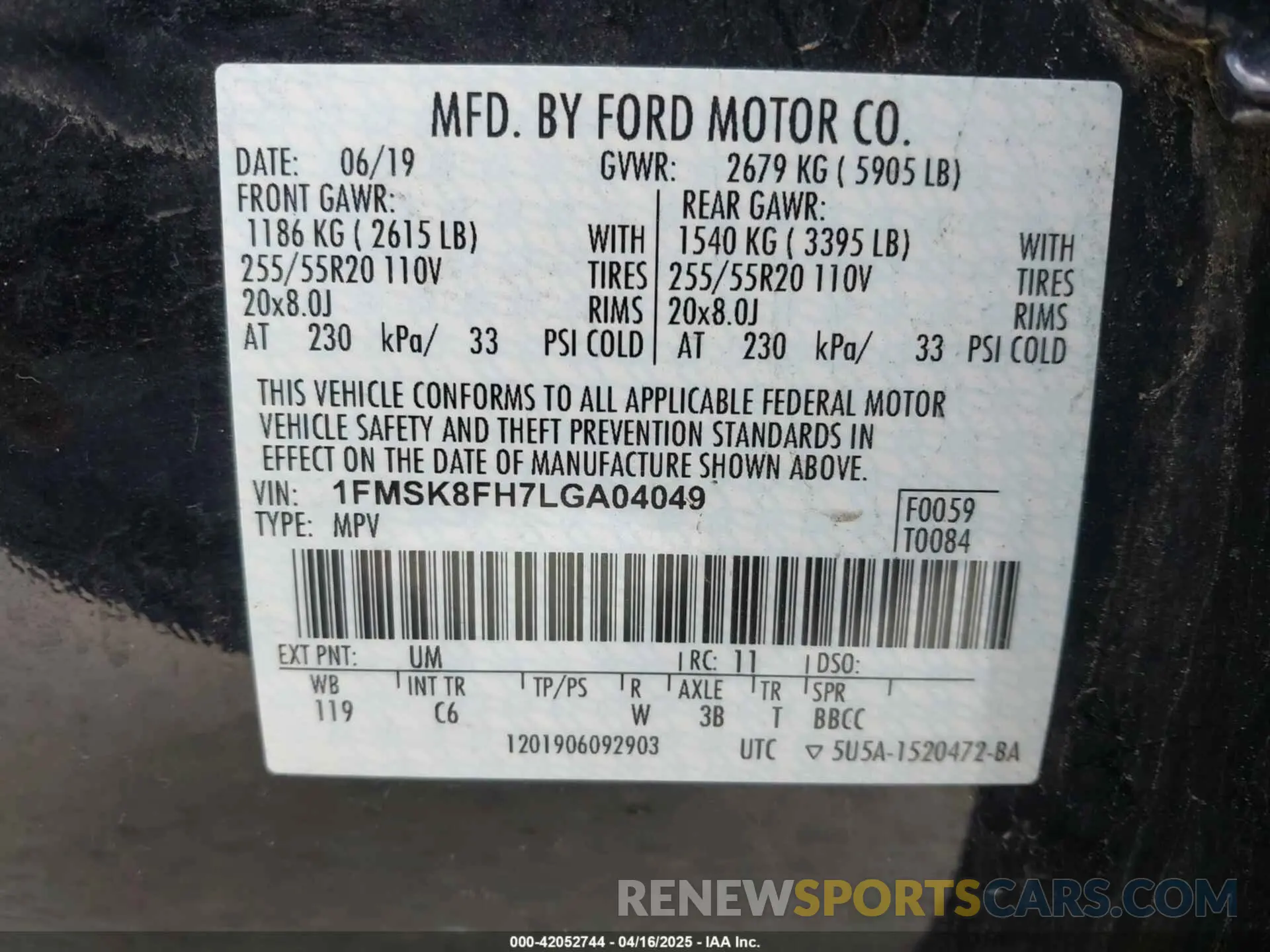 9 Photograph of a damaged car 1FMSK8FH7LGA04049 FORD EXPLORER 2020