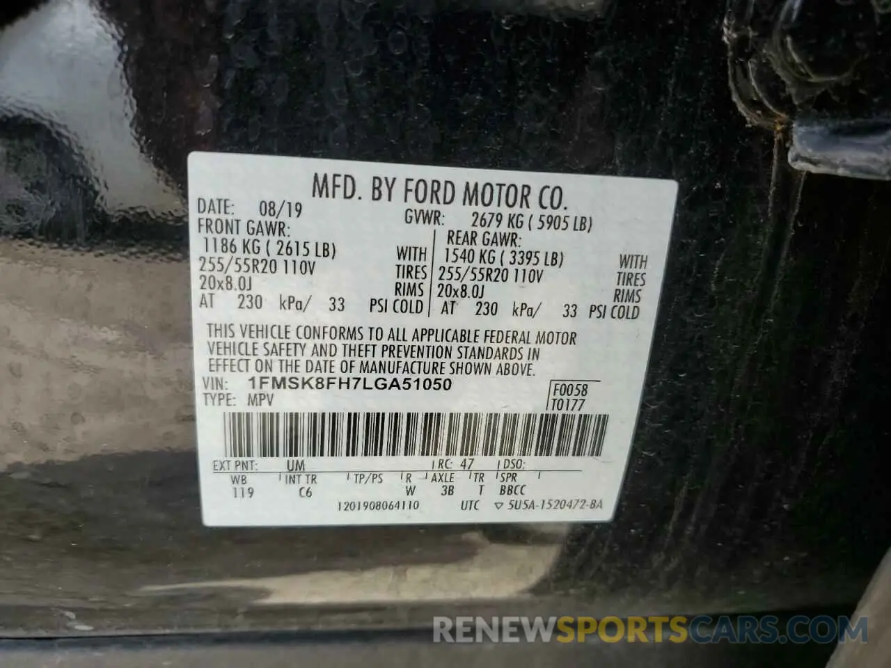 13 Photograph of a damaged car 1FMSK8FH7LGA51050 FORD EXPLORER 2020