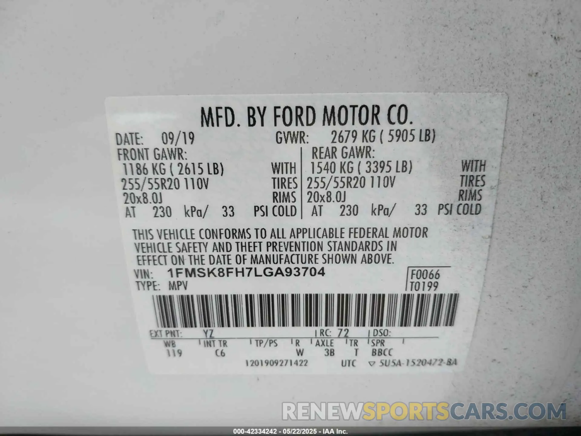 9 Photograph of a damaged car 1FMSK8FH7LGA93704 FORD EXPLORER 2020