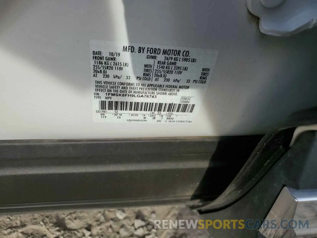 13 Photograph of a damaged car 1FMSK8FH9LGA76743 FORD EXPLORER 2020