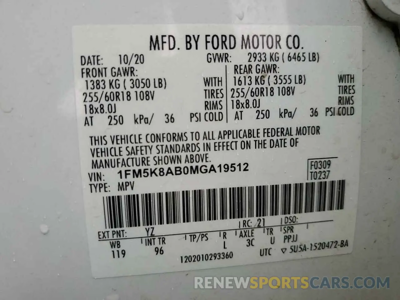 13 Photograph of a damaged car 1FM5K8AB0MGA19512 FORD EXPLORER 2021