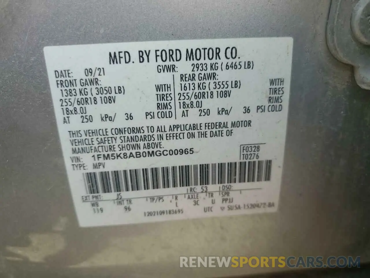 13 Photograph of a damaged car 1FM5K8AB0MGC00965 FORD EXPLORER 2021