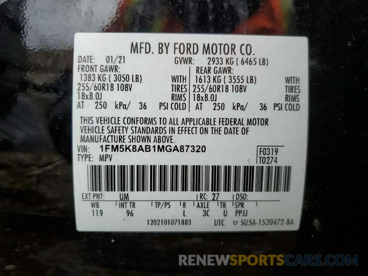 13 Photograph of a damaged car 1FM5K8AB1MGA87320 FORD EXPLORER 2021