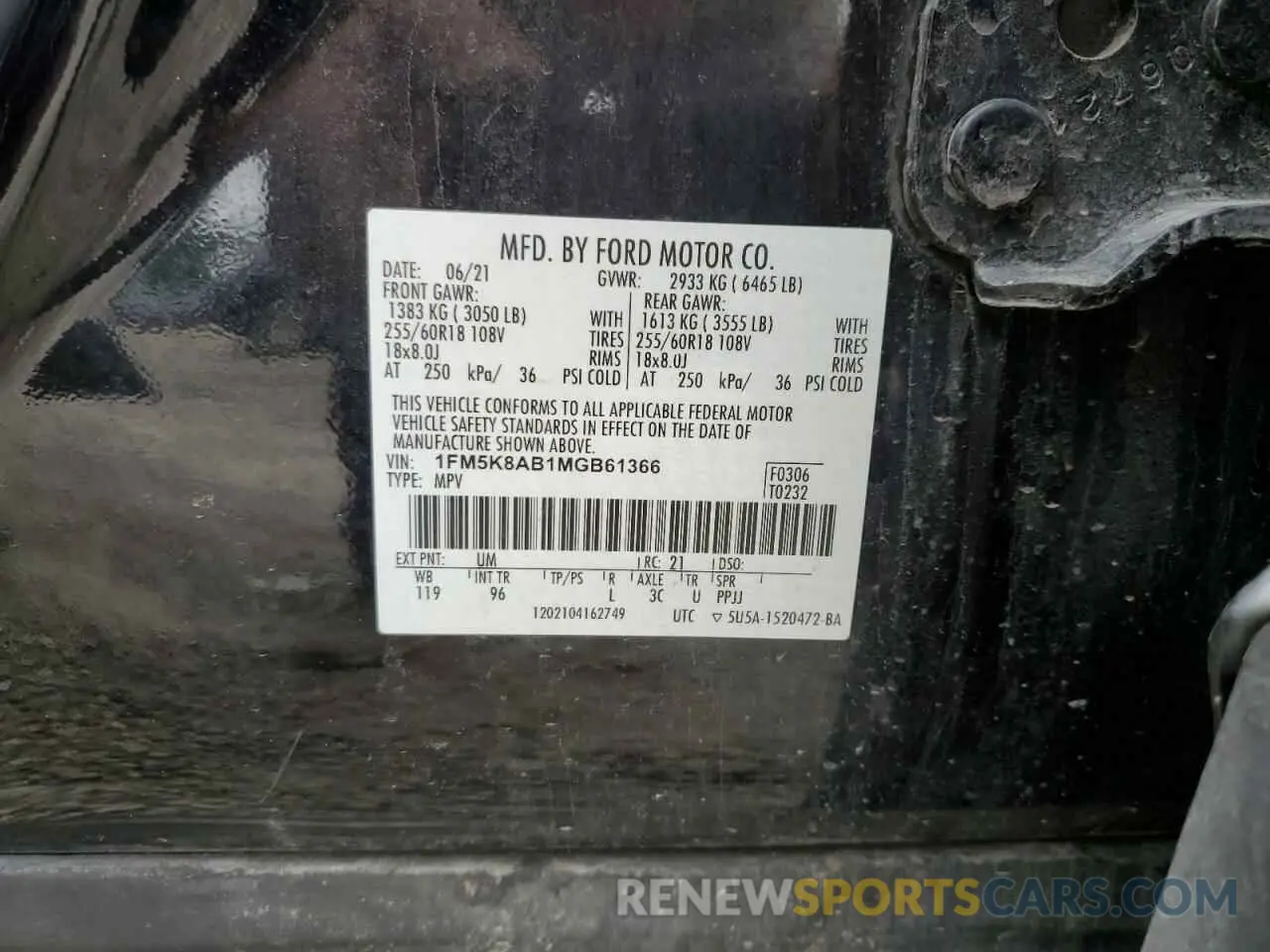 14 Photograph of a damaged car 1FM5K8AB1MGB61366 FORD EXPLORER 2021