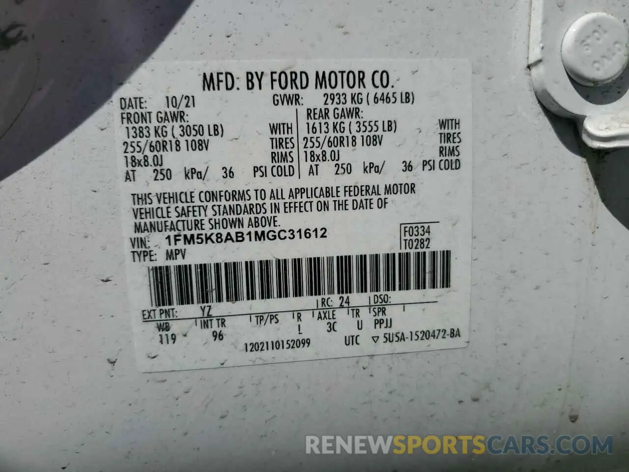 13 Photograph of a damaged car 1FM5K8AB1MGC31612 FORD EXPLORER 2021