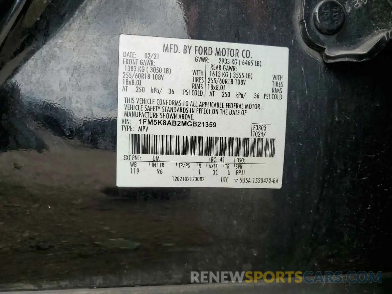 13 Photograph of a damaged car 1FM5K8AB2MGB21359 FORD EXPLORER 2021