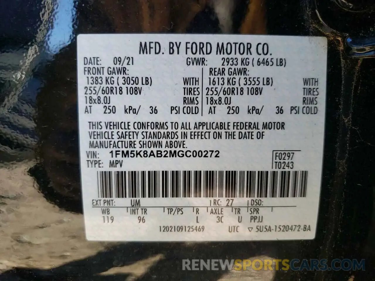 13 Photograph of a damaged car 1FM5K8AB2MGC00272 FORD EXPLORER 2021