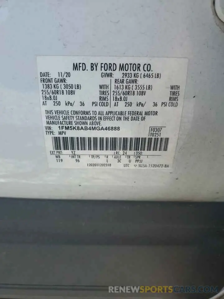 14 Photograph of a damaged car 1FM5K8AB4MGA46888 FORD EXPLORER 2021