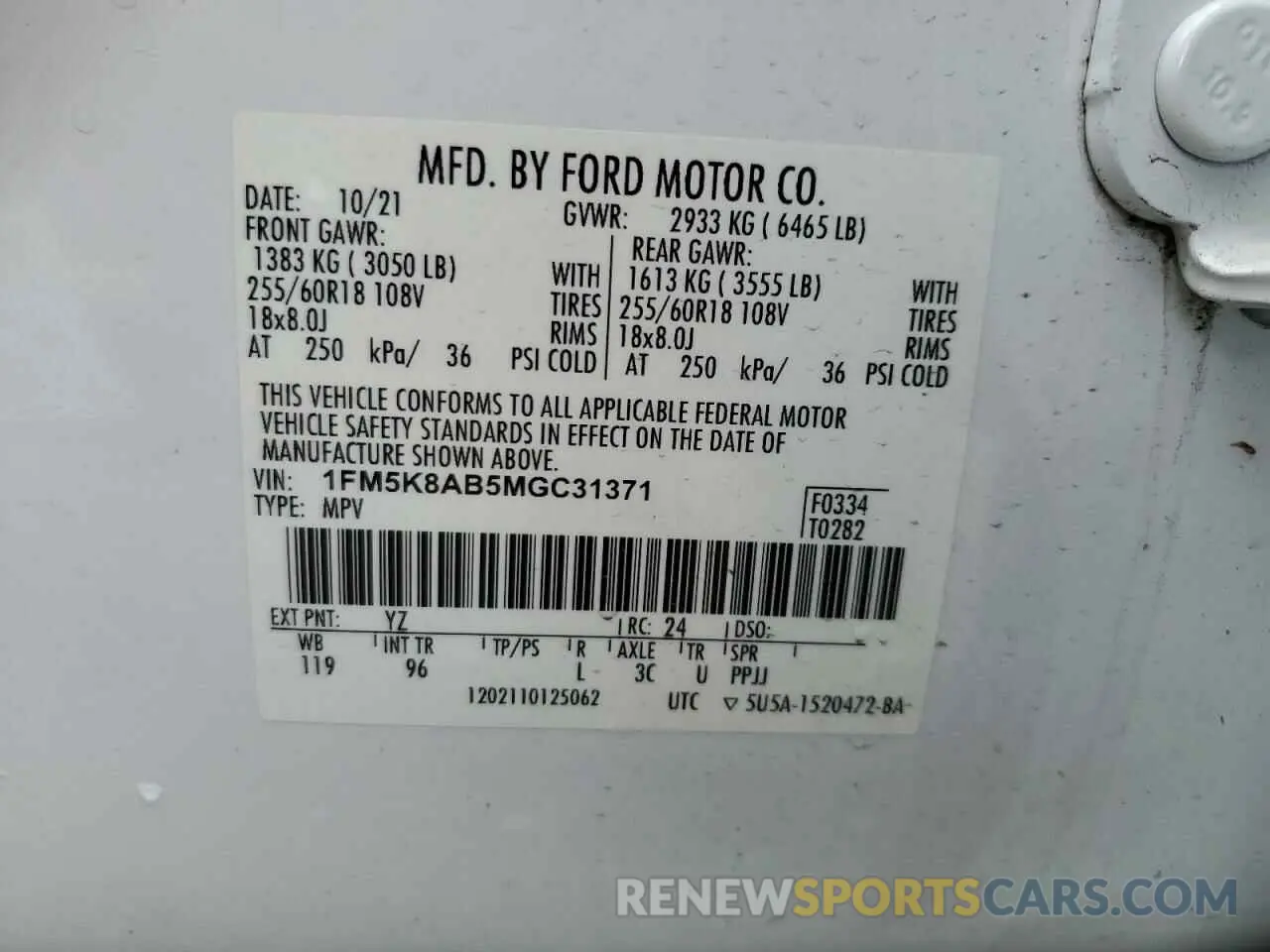 14 Photograph of a damaged car 1FM5K8AB5MGC31371 FORD EXPLORER 2021