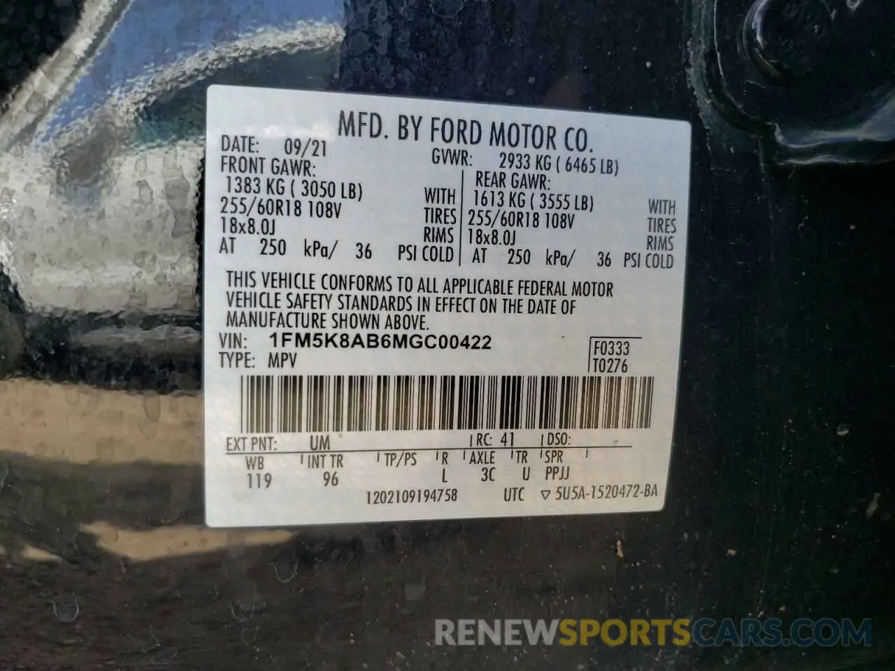 12 Photograph of a damaged car 1FM5K8AB6MGC00422 FORD EXPLORER 2021