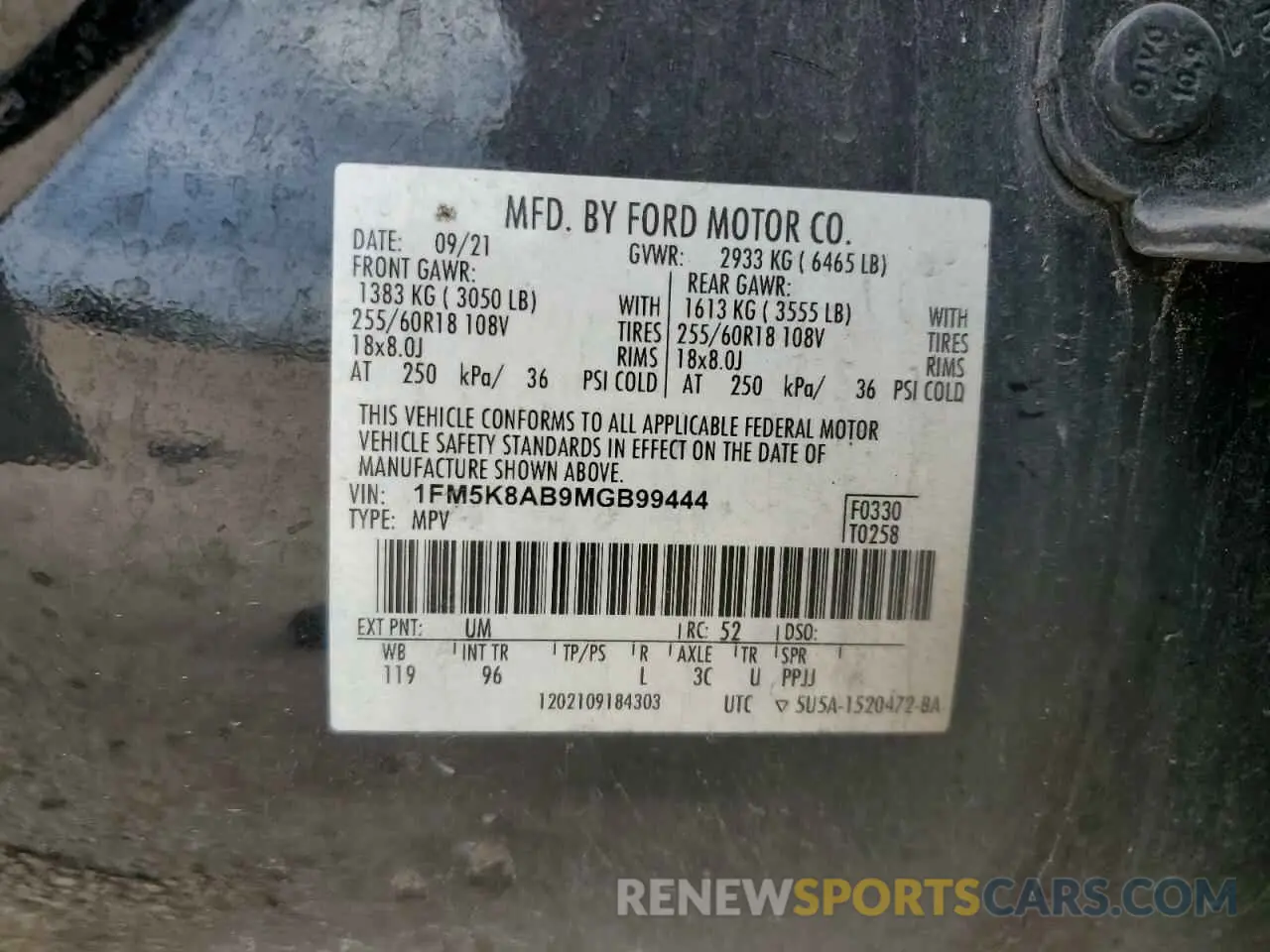 13 Photograph of a damaged car 1FM5K8AB9MGB99444 FORD EXPLORER 2021
