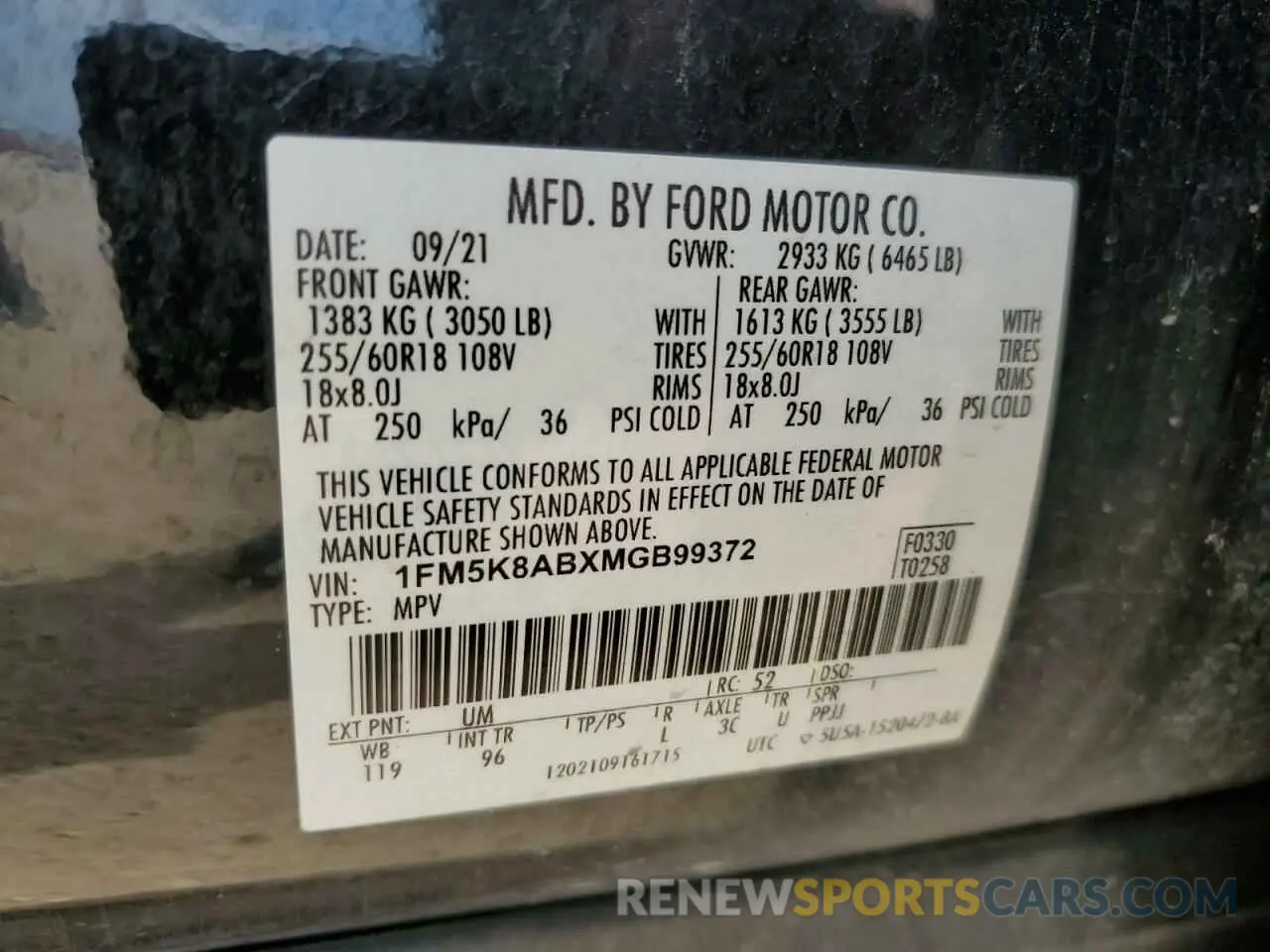 13 Photograph of a damaged car 1FM5K8ABXMGB99372 FORD EXPLORER 2021
