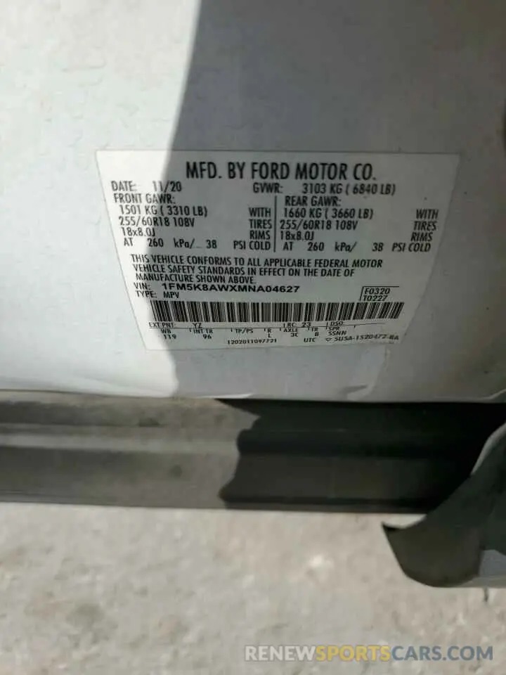 13 Photograph of a damaged car 1FM5K8AWXMNA04627 FORD EXPLORER 2021
