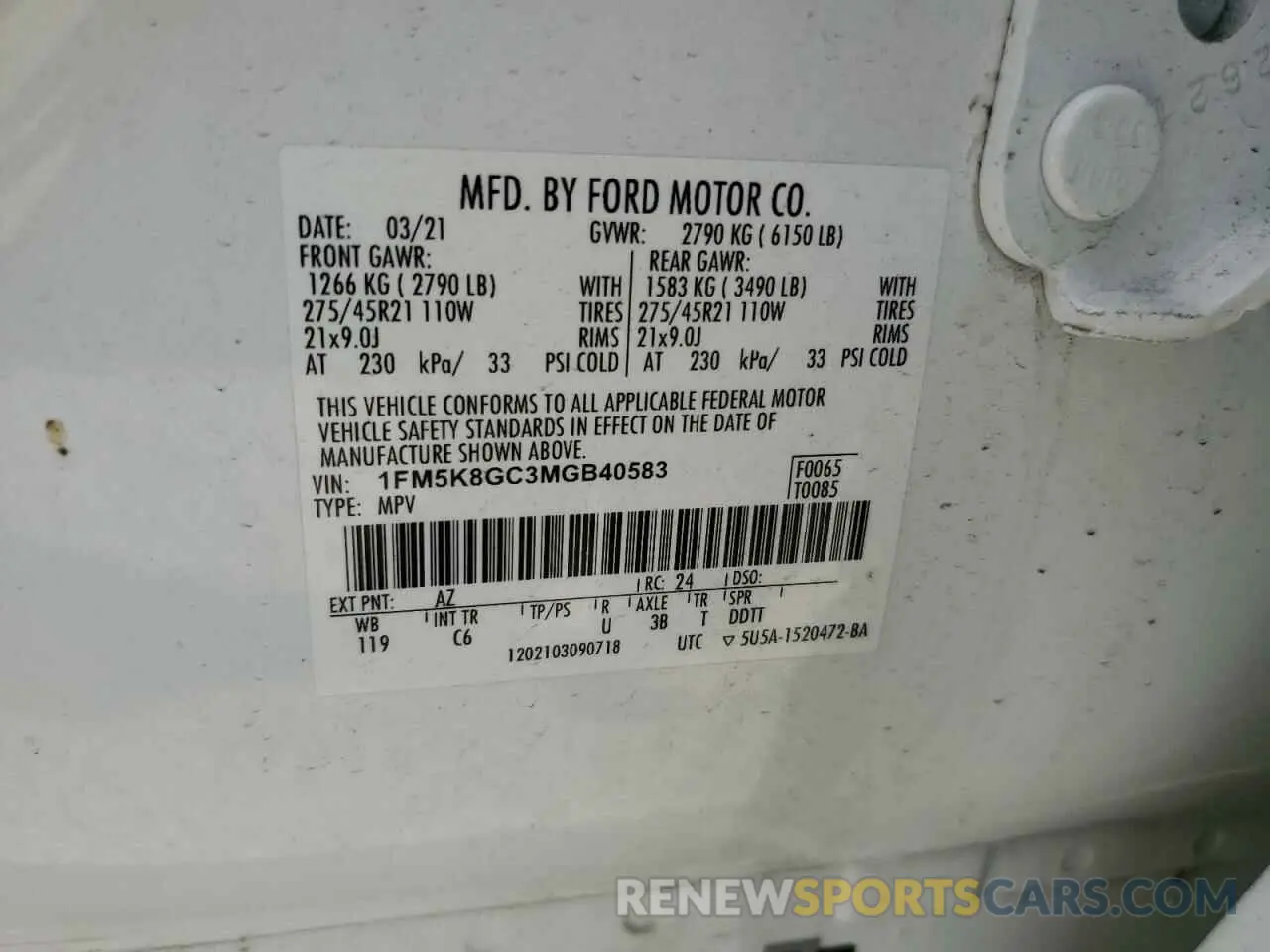 13 Photograph of a damaged car 1FM5K8GC3MGB40583 FORD EXPLORER 2021