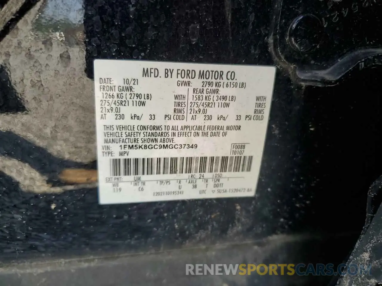 14 Photograph of a damaged car 1FM5K8GC9MGC37349 FORD EXPLORER 2021