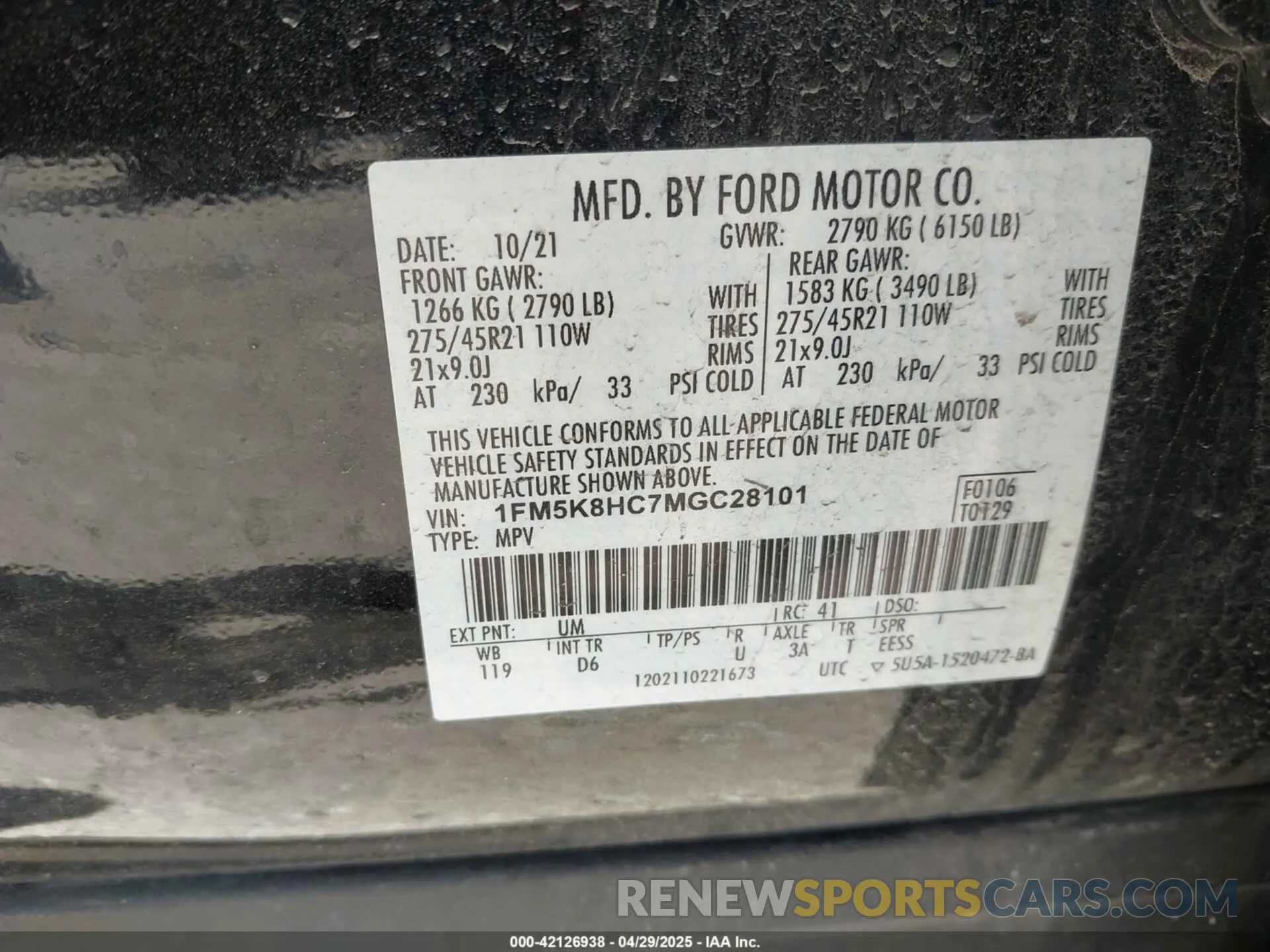 9 Photograph of a damaged car 1FM5K8HC7MGC28101 FORD EXPLORER 2021