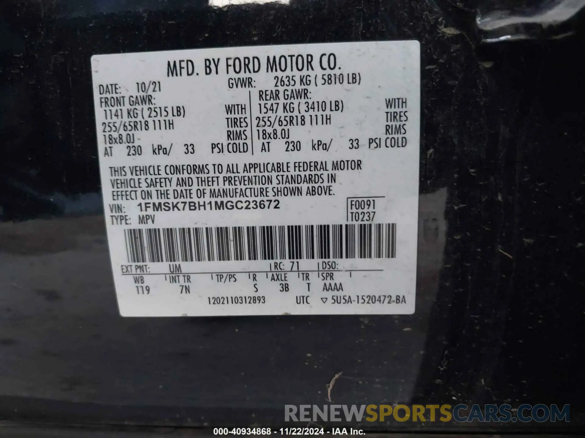 9 Photograph of a damaged car 1FMSK7BH1MGC23672 FORD EXPLORER 2021