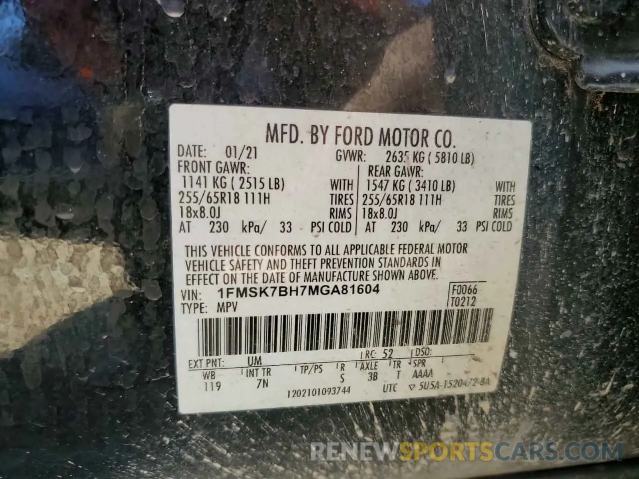 13 Photograph of a damaged car 1FMSK7BH7MGA81604 FORD EXPLORER 2021