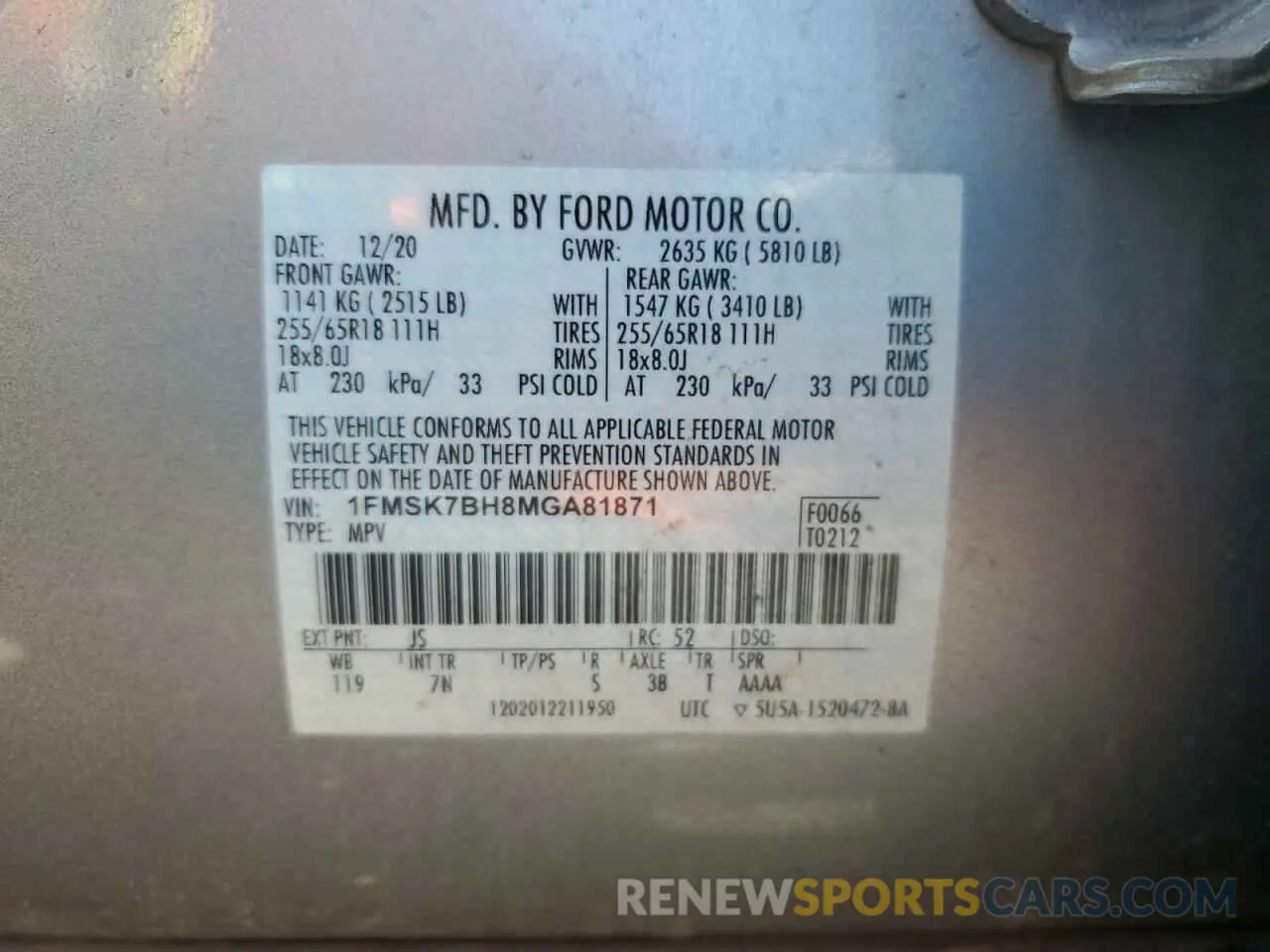14 Photograph of a damaged car 1FMSK7BH8MGA81871 FORD EXPLORER 2021